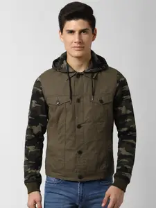 Peter England Casuals Men Olive Green Solid Tailored Jacket