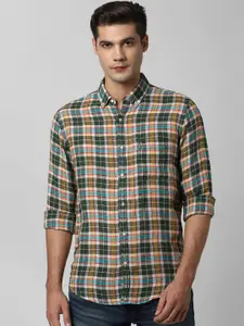 Peter England Men Multicoloured Linen Slim Fit Checked Casual Shirt