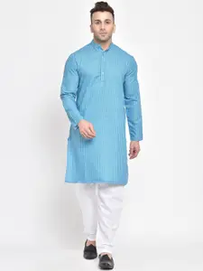 Hangup Men Blue Striped Kurta