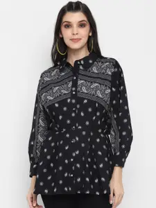 BLANC9 Women Black Regular Fit Printed Casual Shirt