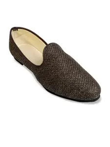 PANAHI Men Brown Woven Design Mojaris