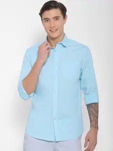 FOREVER 21 Men Blue Slim Fit Solid Casual Shirt
