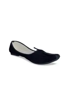 PANAHI Men Black Corduroy Mojaris