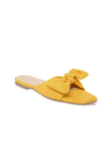 Forever Glam by Pantaloons Women Mustard Yellow Solid Open Toe Flats
