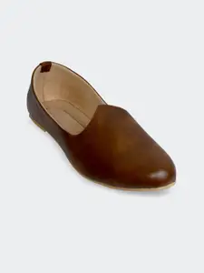 PANAHI Men Brown Solid Mojaris