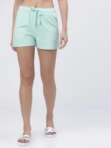 Tokyo Talkies Women Mint Green Solid Regular Fit Regular Shorts