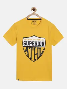 3PIN Boys Yellow Printed Round Neck T-shirt
