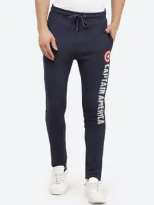 Free Authority Men Navy Blue Solid Straight-Fit Track Pants