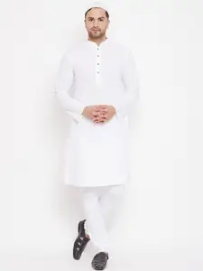 VASTRAMAY Men White Solid Kurta with Pyjamas