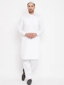 VASTRAMAY Men White Solid Kurta with Pyjamas