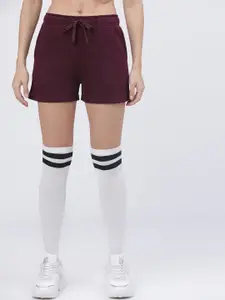 Tokyo Talkies Women Maroon Solid Regular Fit Sports Shorts