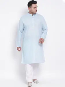 Hangup Plus Size Men Blue Kurta