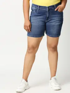 ZUSH Women Blue Solid Regular Fit Denim Shorts