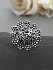 Silvermerc Designs Oxidized Silver-Toned Devi Shakti Adjustable Finger Ring
