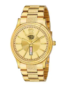 SWADESI STUFF Boys Gold-Toned Embellished Dial & Gold-Toned Straps Analogue Watch EDDY 001