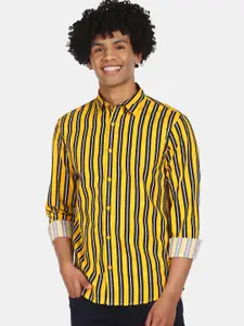 Colt Men Yellow & Black Regular Fit Striped Casual Shirt
