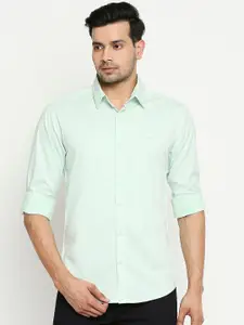 Mufti Men Sea Green Slim Fit Solid Casual Shirt