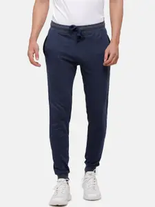 MADSTO Men Navy Blue Solid Slim-Fit Cotton Joggers