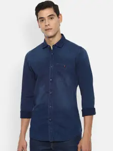 Louis Philippe Jeans Men Navy Blue Super Slim Fit Printed Casual Shirt