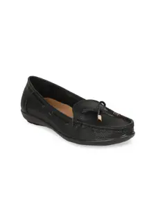 Bata Women Black PU Loafers