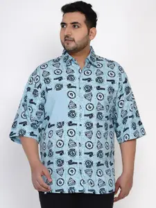 Santonio Men Blue Regular Fit Printed Casual Shirt