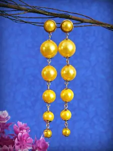 Crunchy Fashion Yellow & Gold Plated Pearl Contemporary Drop Earrings