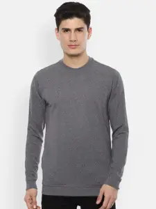 V Dot Men Charcoal Grey Solid Sweatshirt
