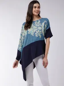 Zima Leto Blue Crepe High-Low Top