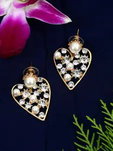 Crunchy Fashion Gold-Plated Heart Shape Studs