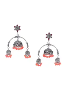 Silvermerc Designs Orange Contemporary Jhumkas