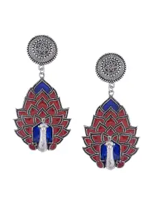 Silvermerc Designs Red Contemporary Meenakari Drop Earrings