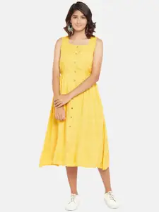 People Women Yellow Striped A-Line Dress