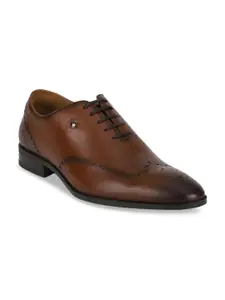 Louis Philippe Men Brown Solid Leather Formal Brogues