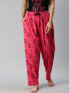 Kryptic Women Fuchsia Printed Lounge Pants