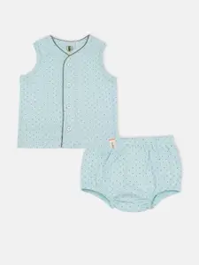 Babysafe Girls Blue & Grey Printed Shirt with Shorts