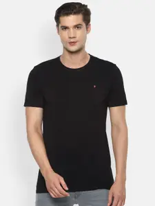 Louis Philippe Jeans Men Black Solid Round Neck T-shirt