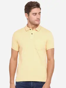 Greenfibre Men Yellow Solid Polo Collar T-shirt