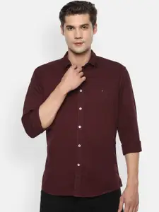 Louis Philippe Jeans Men Maroon Slim Fit Solid Casual Shirt