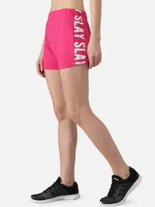 The Dry State Women Pink Solid Loose Fit Sports Shorts