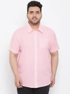 bigbanana Men Pink & Off-White Regular Fit Checked Casual Shirt