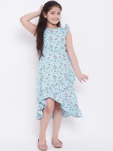 Stylo Bug Girls Blue & Red Printed A-Line Dress