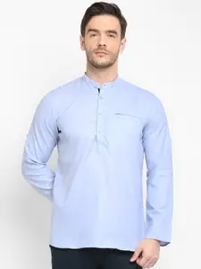 Hangup Men Blue Mandarin Collar Kurta