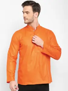 Hangup Men Orange Mandarin Collar Kurta
