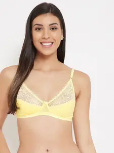 Clovia Yellow Lace Non-Wired Non Padded Everyday Bra BR1548S0232B