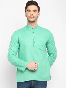 Hangup Men Green Mandarin Collar Kurta