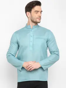 Hangup Men Blue Mandarin Collar Kurta