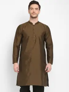 Hangup Men Brown Mandarin Collar Kurta