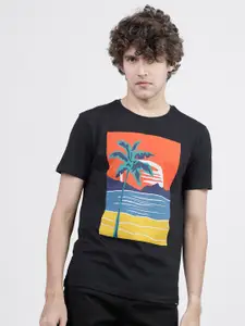 HIGHLANDER Men Black Printed Round Neck T-shirt