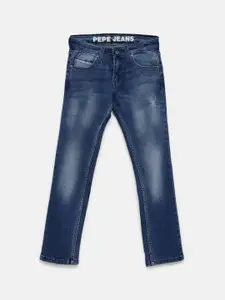 Pepe Jeans Boys Blue Slim Fit Mid-Rise Low Distress Jeans