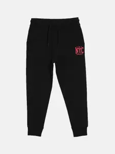 3PIN Boys Black Solid Cotton Joggers